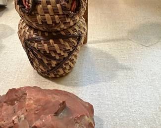Auction Petrified Wood Owl Basket