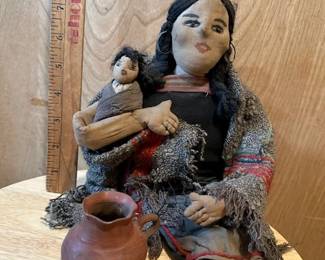 Auction Doll w Baby and Pot