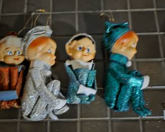 vintage knee-hugger elf collectible ornaments. 
These Christmas novelty toys were mass-produced in US-occupied Japan during the 1950s and 1960s. 