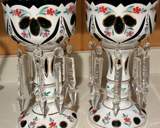 Bohemian cut-glass mantle lustres lamps~