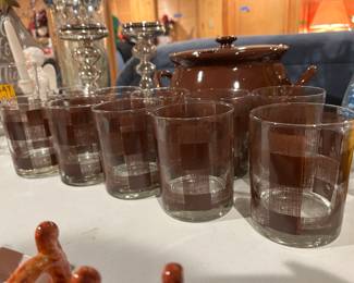 Vtg Libby brown plaid glasses~