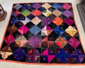 Log Cabin Quilt w/ Silk Backing 