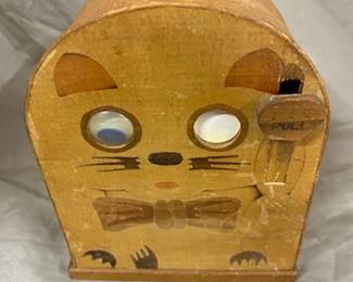 Wooden Cat Bank 