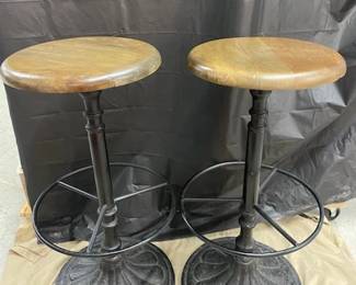 Pair Cast Iron Barstools 
