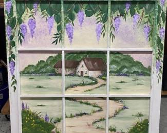 Painted Window w/Wisteria 