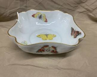 Square Limoges Bowl w/Butterflies 