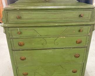 5 Drawer Green Depression Chest 