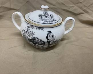 Black & White Sugar Bowl-England 