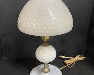 Milk Glass Hobnail Lamp