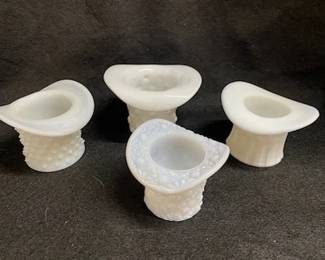 Milk Glass Top Hats 