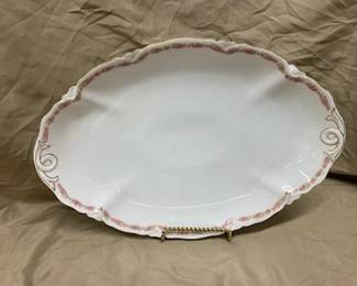 Pink Floral Trim Bavaria Platter 