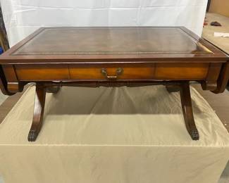 Leather Top Drop Lead Coffee Table 