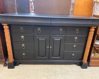 Black Sideboard w/Brown Columns 
