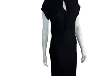 Vintage St. John Black Knit Sheath Dress | 90s Keyhole Neckline | Size 4