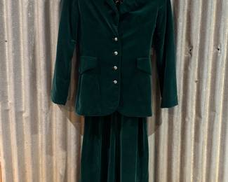 70s Patty Woodard of California Green Velvet Suit