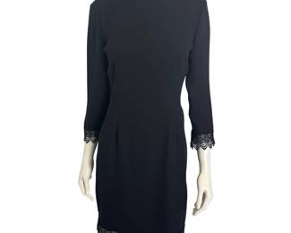 Liz Claiborne 90s Y2K Little Black Dress w/ Lace Trim