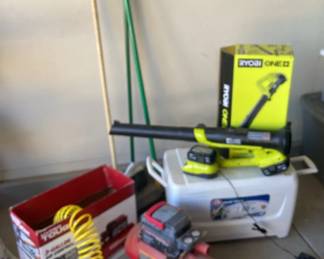 Air Compressor, Ryobi Blower, Picnic Cooler