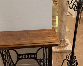 Old Singer Sewing Table And A Coat Rack