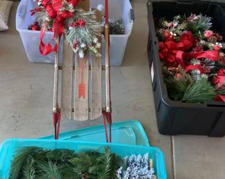 Great Old Sled With Decoration And Lots Of Garland