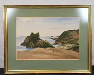 Oregon Coast 2 By Randy Clark 1970 Watercolor Painting
