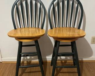 Dark Green And Wood Bar Chairs