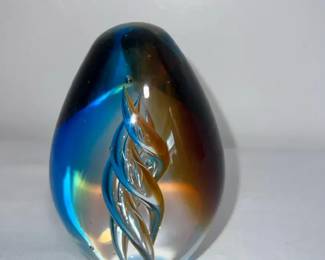 Colorful Spiral Glass Paperweight