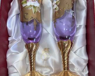 06 Murano Glass Set of 2 Ornate, Handmade Glasses