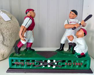 Cast Iron Home Town Battery Mechanical Bank – Reproduction