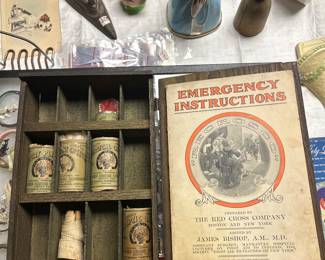 1906 Red Cross Emergency Kit with different types of gauze, mustard paste , tourniquet and Emergency instructions.
