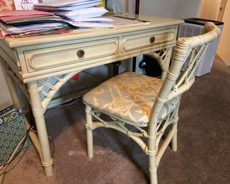 Rattan desk and chair