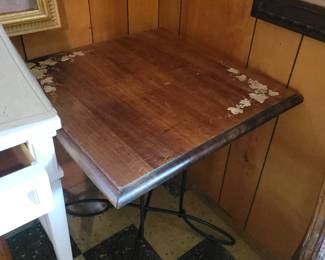 Wood table with iron base