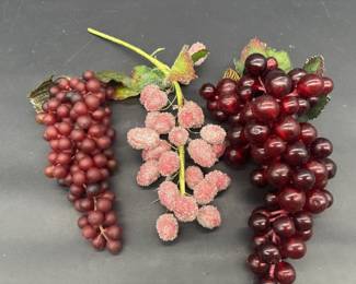 (3) Plastic Grape Clusters, Decor