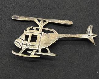 Sterling Silver Helicopter Pin TW 11.71g