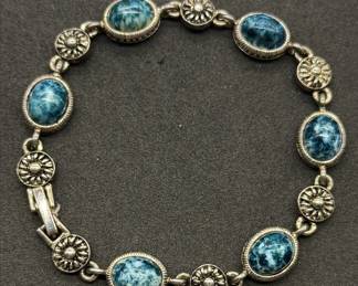 Sterling Silver Agate Bracelet 17.36g TW