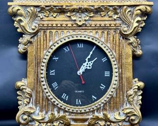 Classical Wall Clock with Gilded Frame 17x20