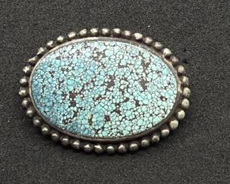 Sterling Silver Micro Web Turquoise Pin 7.33g
TW