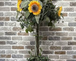 Faux Sunflower 39in Plant in Box Planter