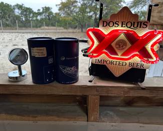 Dimmable RV/marine lights with usb charging port (hardwired, new).  And a cool beer sign!