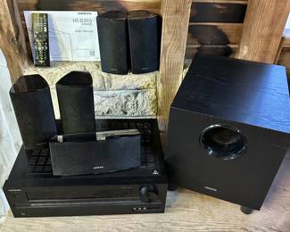 Working Onkyo receiver with speakers and subwoofer 