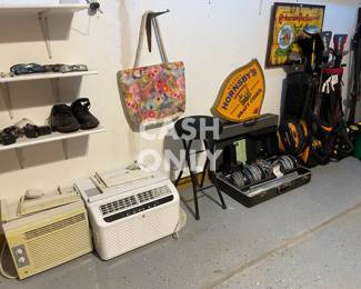 2 Window AC units, NOVATRON 420 photography studio lighting kit, 2 sets of golf clubs...