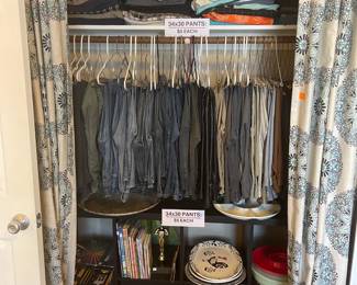 34x30 pants, jeans, and slacks.