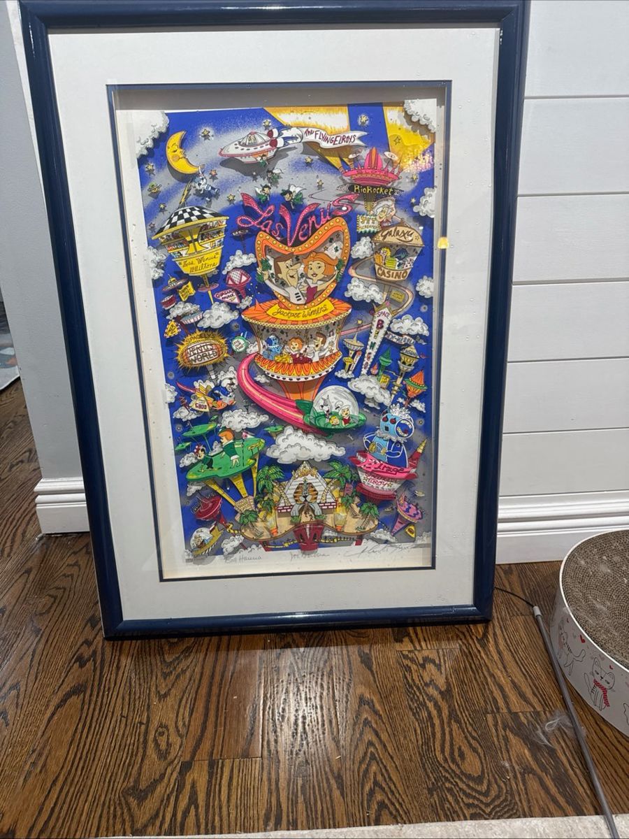 A vibrant 3D pop art serigraph by Charles Fazzino depicting The Jetsons in Las Vegas.