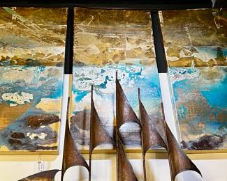 Mid-century, modern mixed media sailboat sculpture