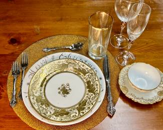 Gold accented China and stemware
