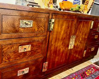 Vintage campaign style buffet by Hendredon