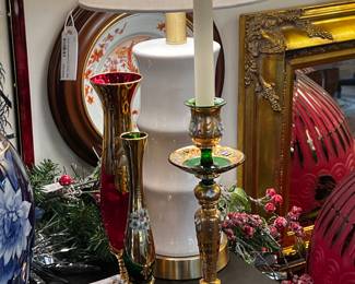Marano 14 karat gold, Bud vases, candlestick holders