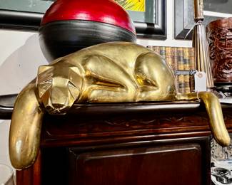 Mid-century modern brass Jaguar sculpture