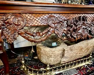 Exotic carved hardwood console table