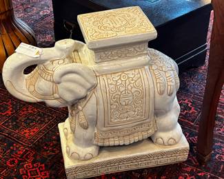 Late 20th Century Blanc Glazed Ceramic elephant garden stool