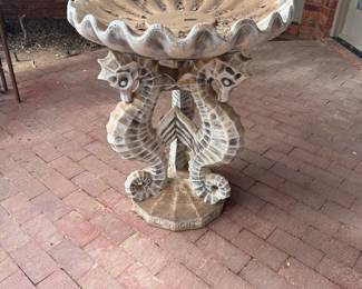 Seahorse bird bath